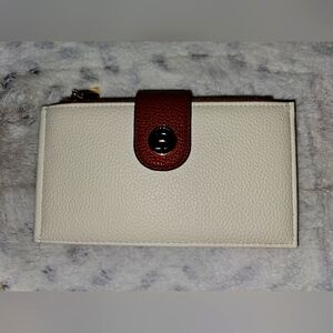 Bostanten Cream‎ and Brown Women's Bifold Card Wallet with RFID Protection